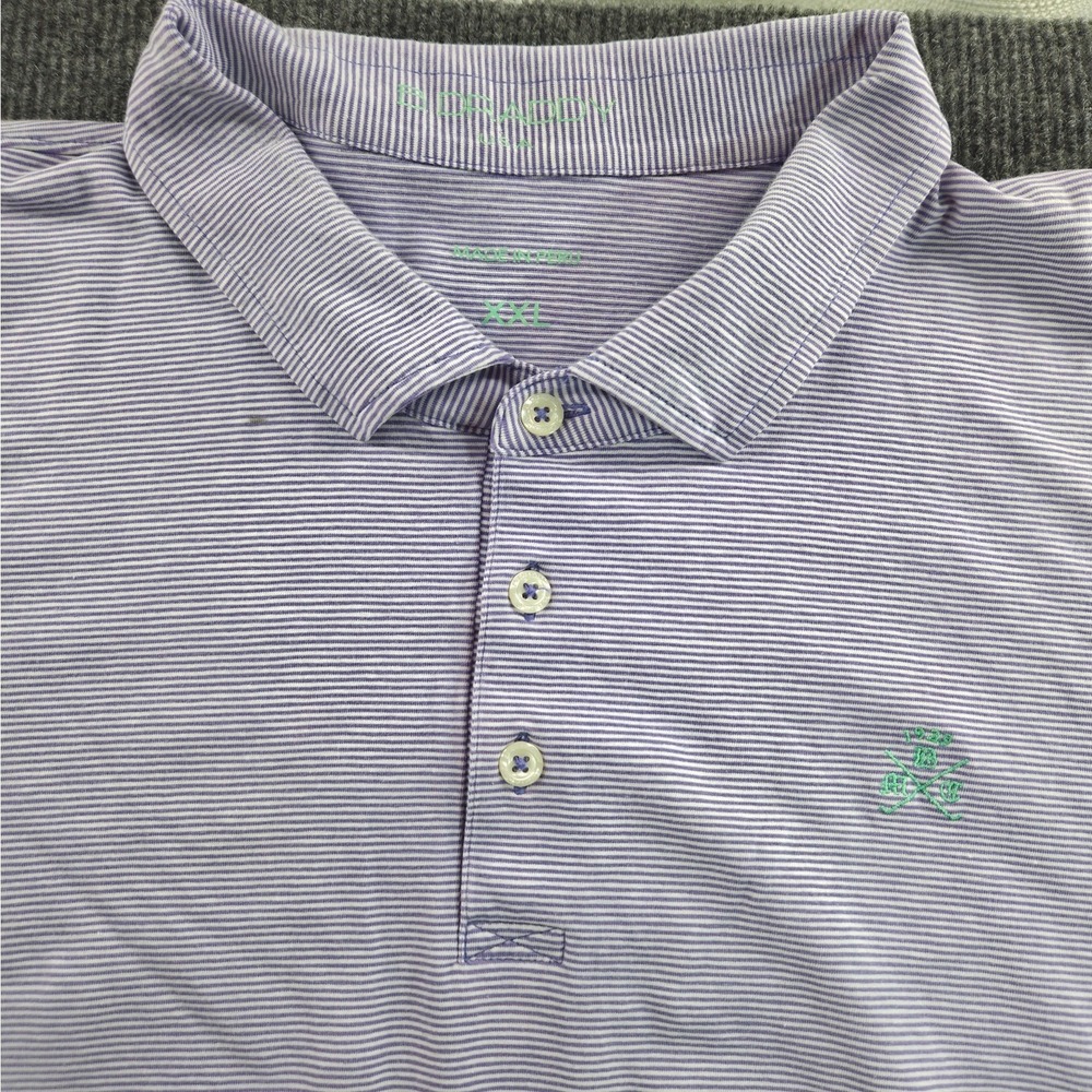 B. Draddy USA Men's Striped Golf Polo Shirt Purple White XXL